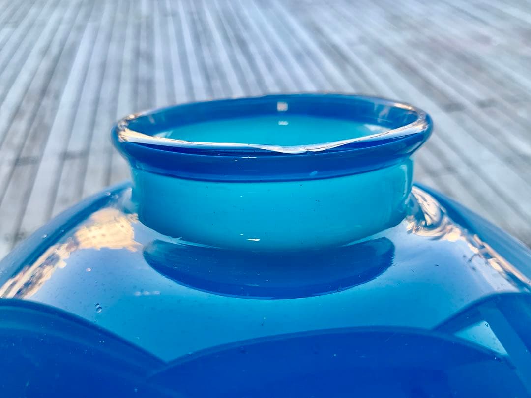 オイルランプ　和ガラス　ブルーガラス　当時もの　可動品　電笠　大正　昭和レトロ