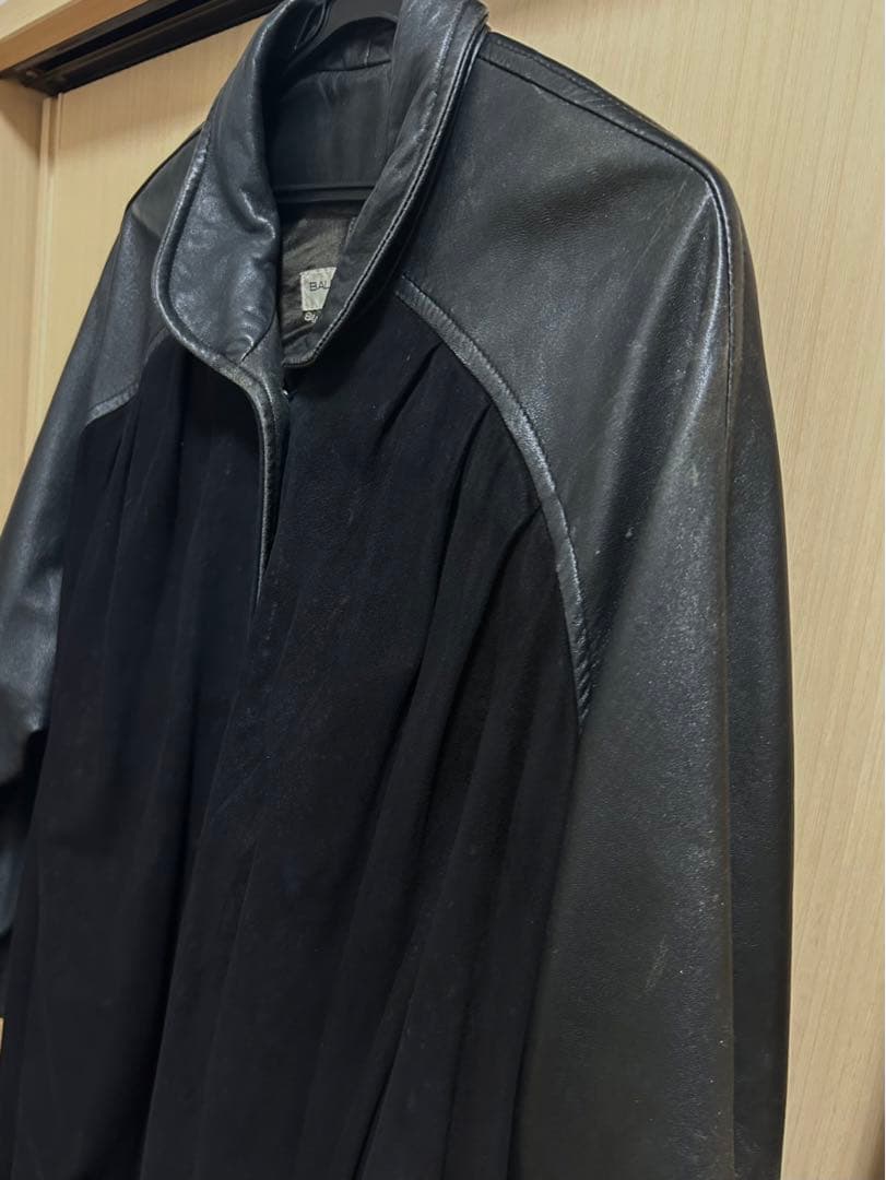 BALENCIAGA レザー 切替 ロングコート