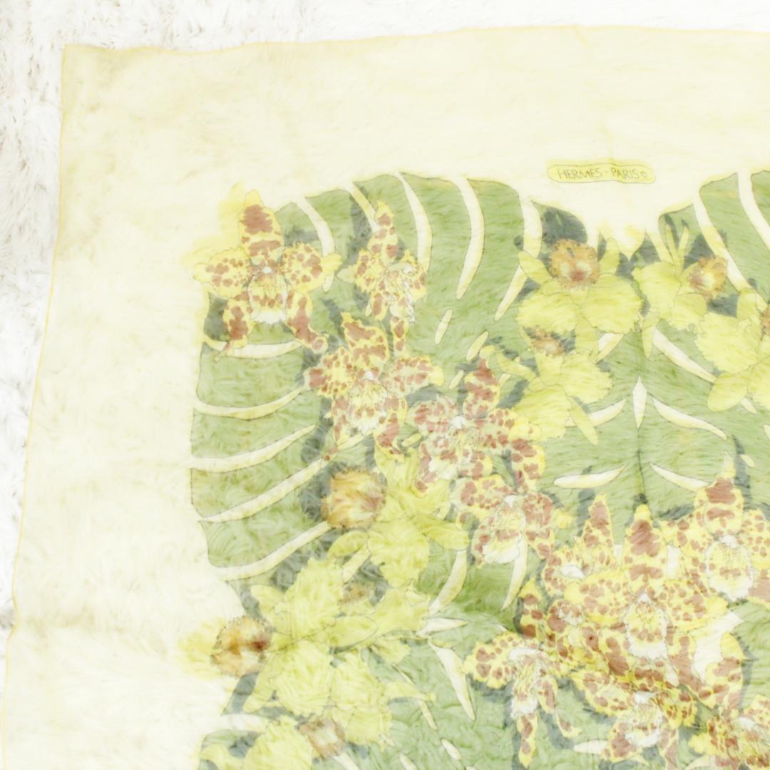 激レア 極美品 エルメス スカーフ 花柄 大判 薄手 イエロー HERMES