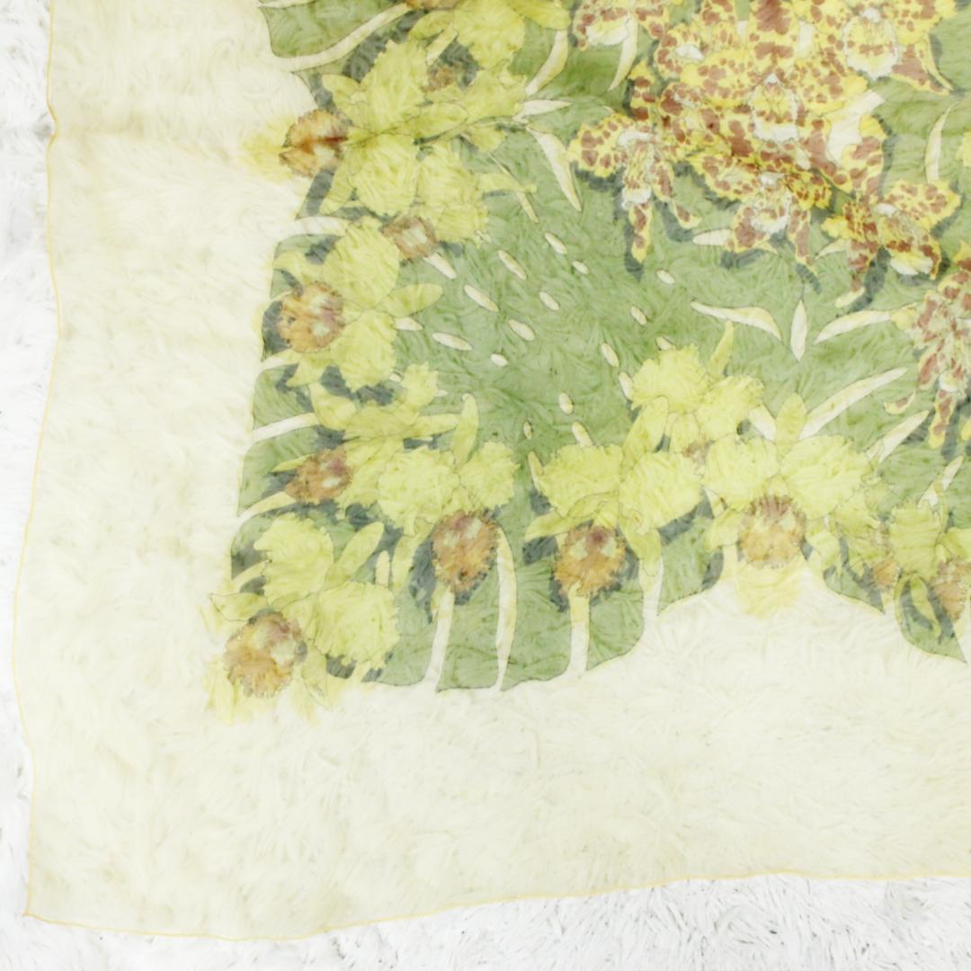 激レア 極美品 エルメス スカーフ 花柄 大判 薄手 イエロー HERMES