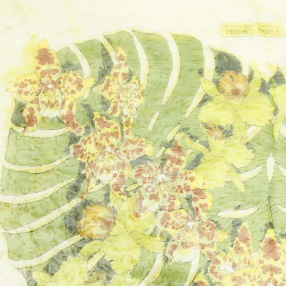 激レア 極美品 エルメス スカーフ 花柄 大判 薄手 イエロー HERMES