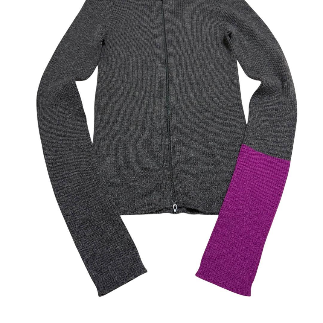 美品　Yohji Yamamoto ハイネック　ジップ　ニット　パープル