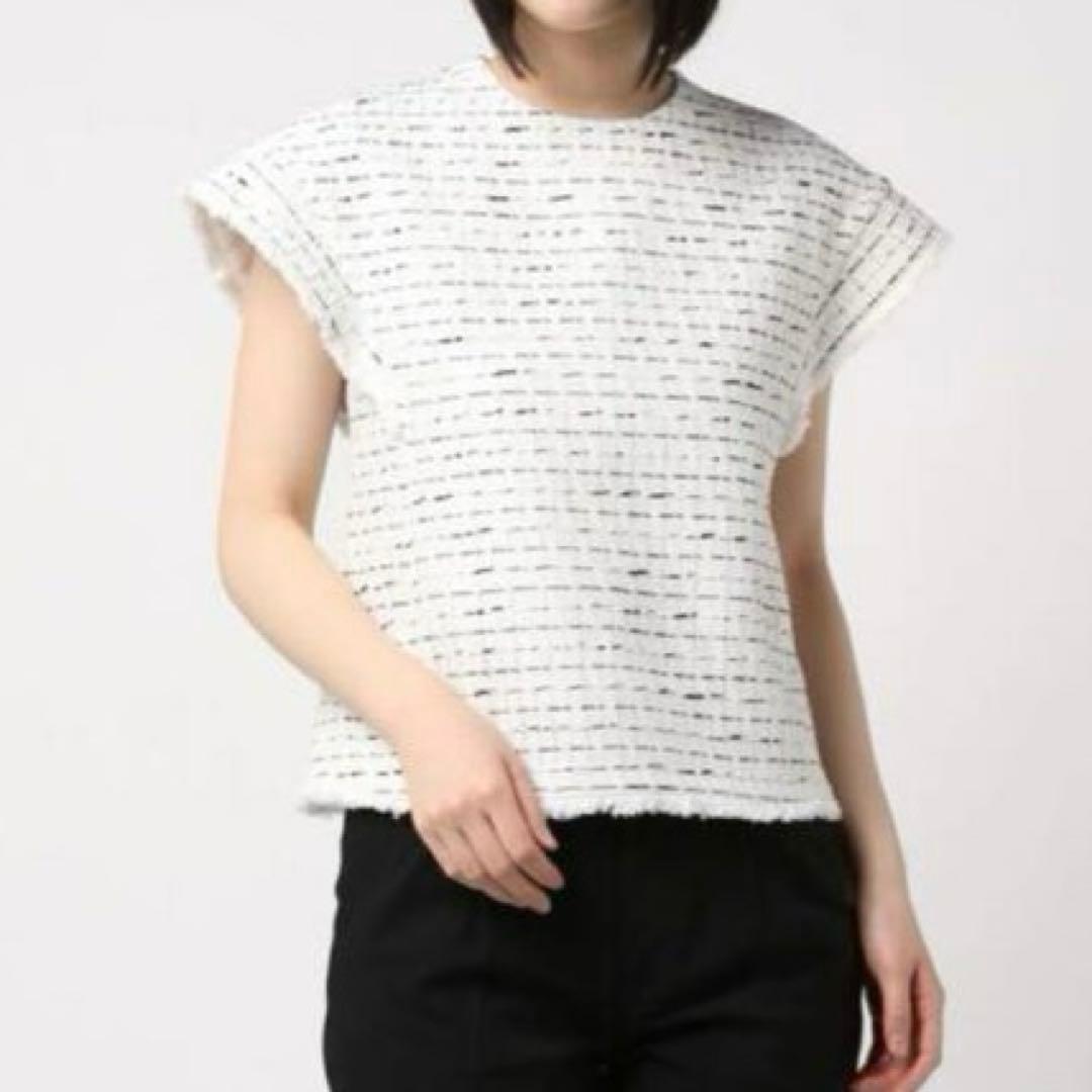 極美品☆Drawer ドゥロワー　ツイードフリンジブラウス　38