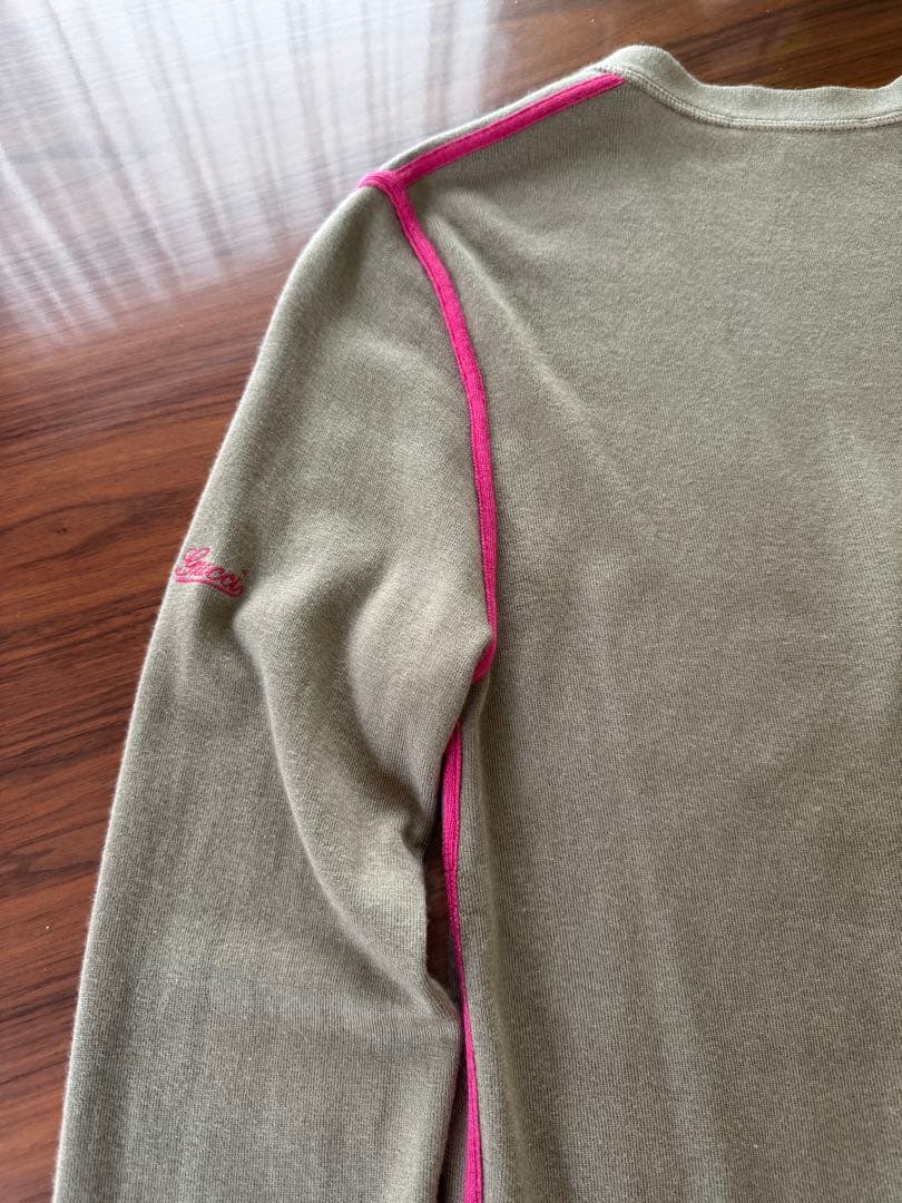 GUCCI Vネックカーディガン Mサイズ ベージュ/ピンク