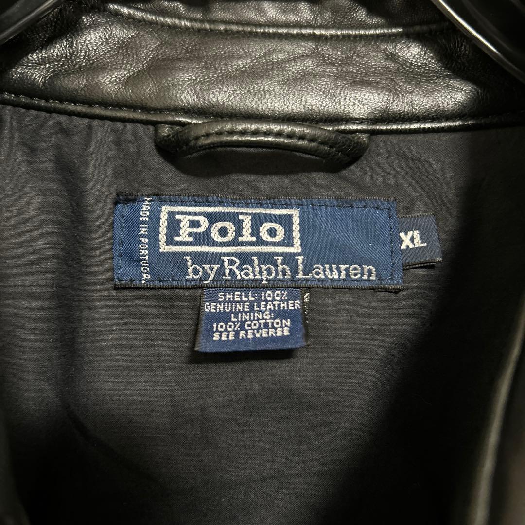 ポルトガル製XL ポロラルフローレン レザースイングトップジャケット ポニー無し