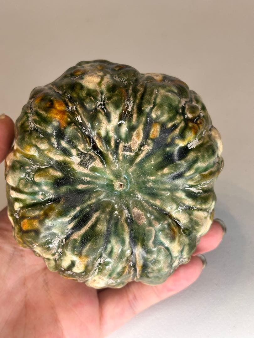 中国古董 唐三彩 陶器 南瓜かぼちゃ形置物 彩陶 唐代 工芸品 コレクション