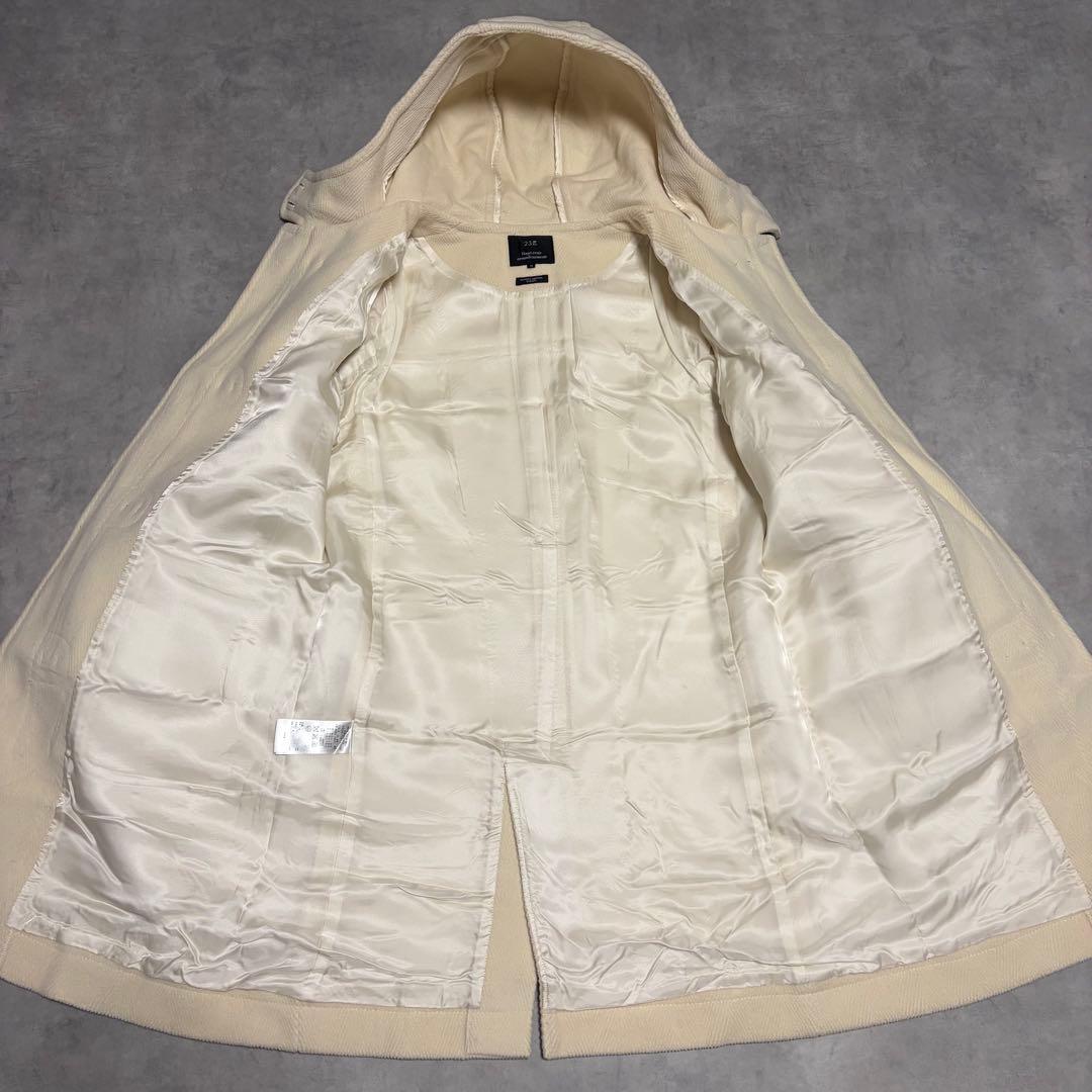 美品 23区 ヘリンボーン ダッフルコート 46 オフホワイト 定価6.6万円