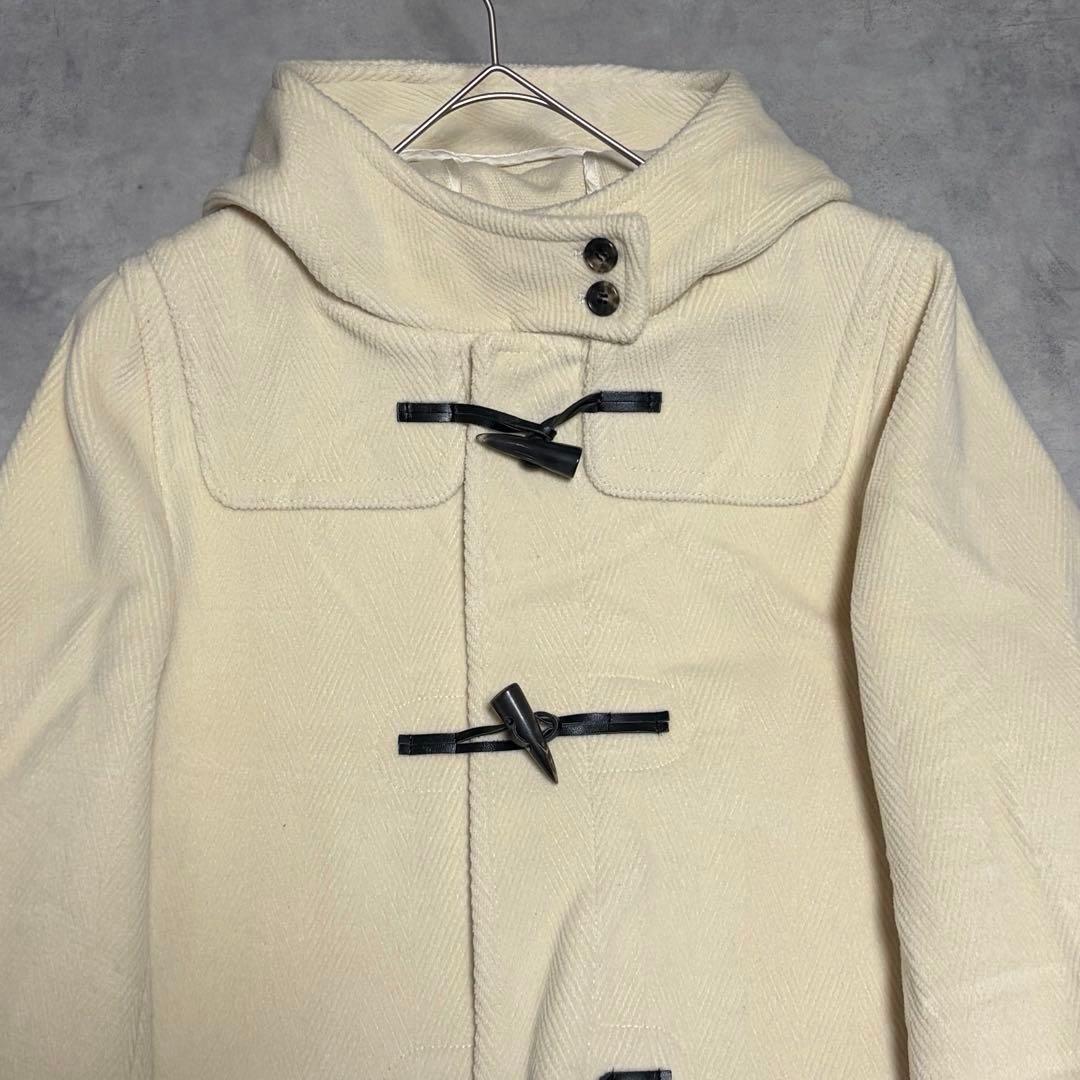 美品 23区 ヘリンボーン ダッフルコート 46 オフホワイト 定価6.6万円
