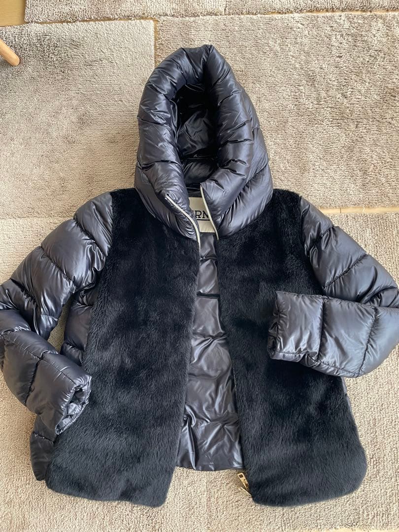 ヘルノ HERNO エコファー切り替えダウンジャケット ブルゾン ブラック40