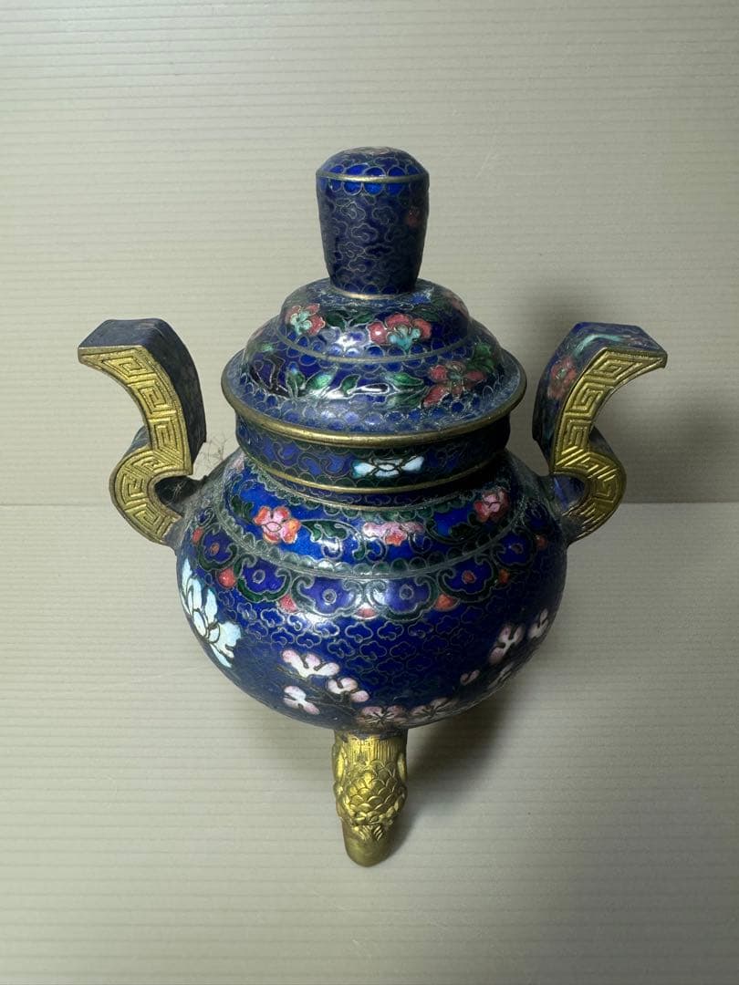 2096 七宝焼　景泰藍　香炉　時代物