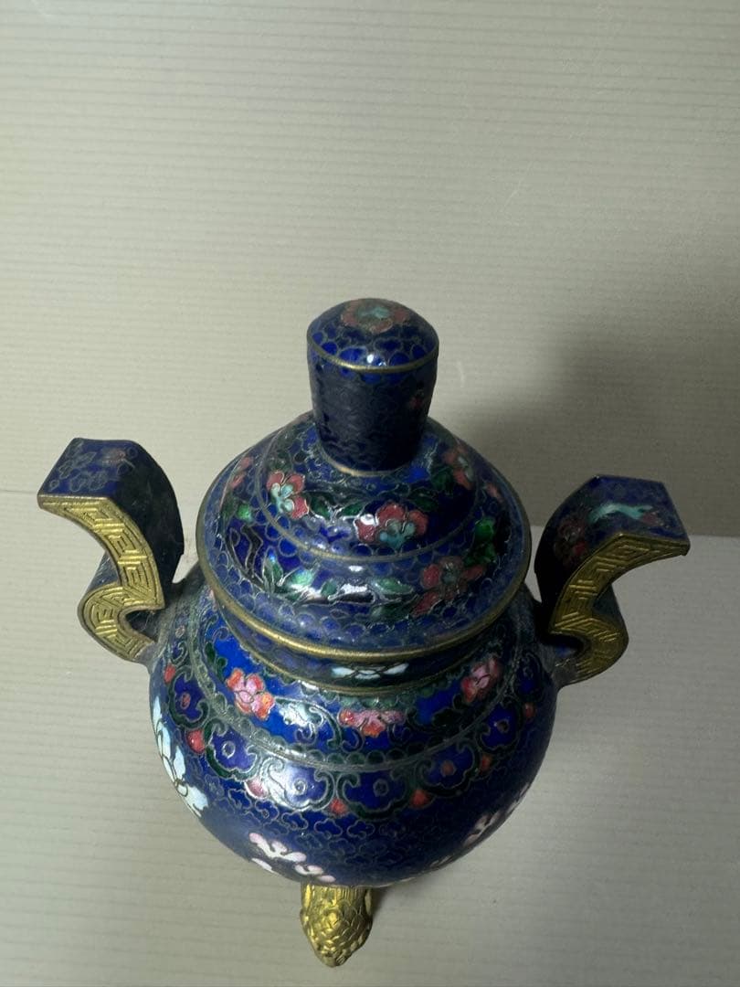 2096 七宝焼　景泰藍　香炉　時代物