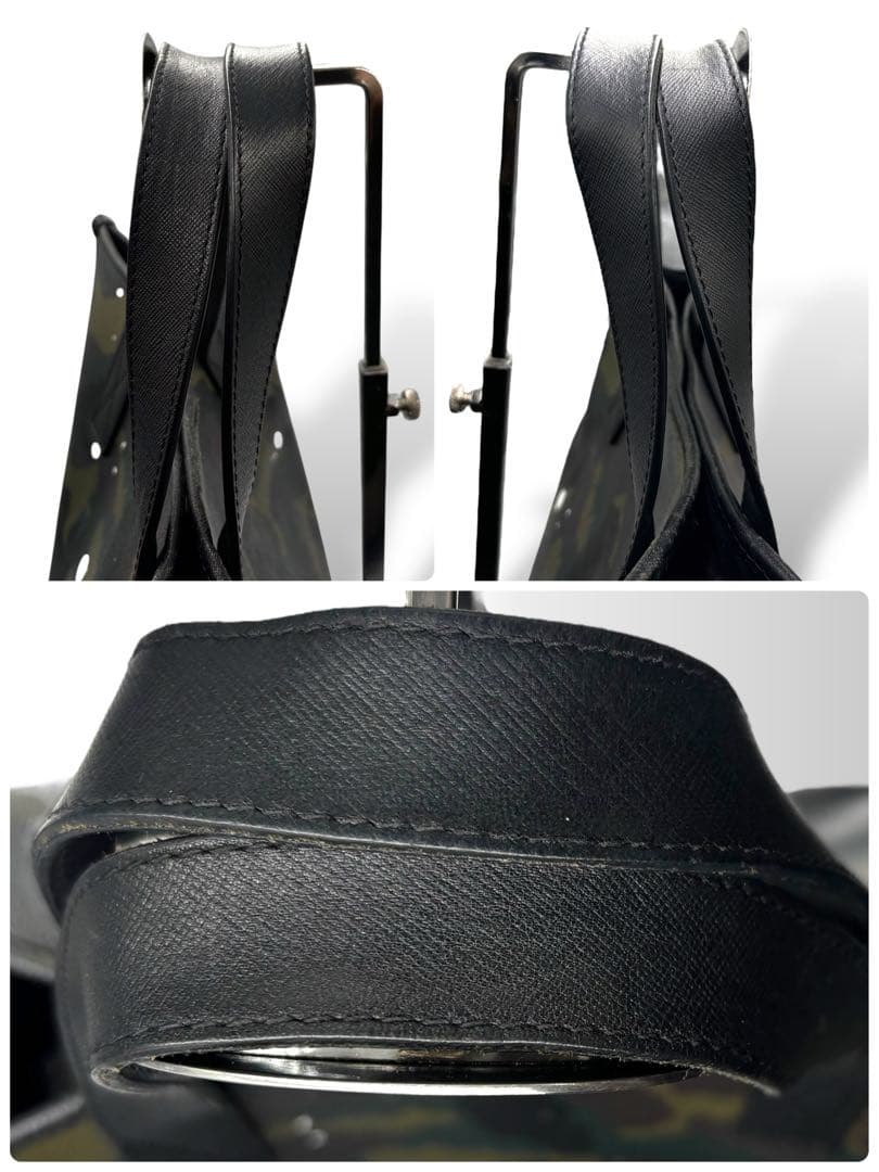 【ヴィンテージ】ジャンティバンティ　カモフラ柄　ハンドバッグ　PVC レザー　黒