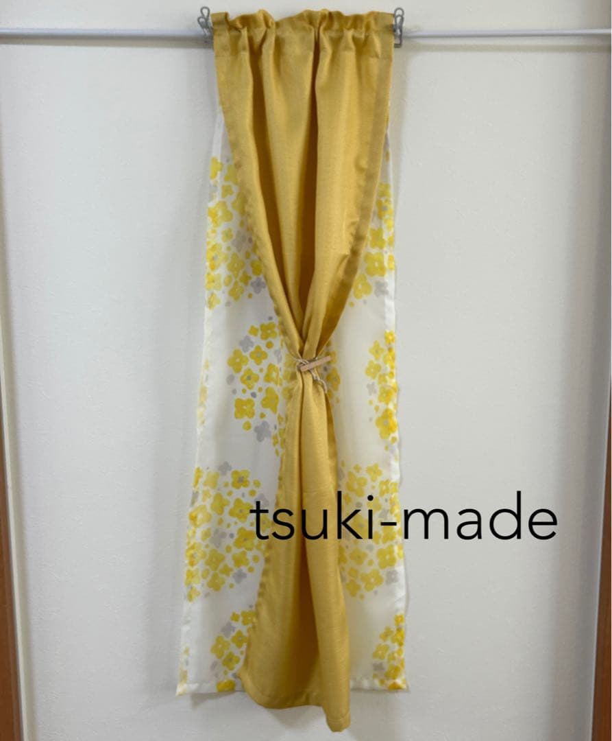 【ちい】二重カフェカーテン　5枚　オーダー品　かわいい　ダブルガーゼ　黄色