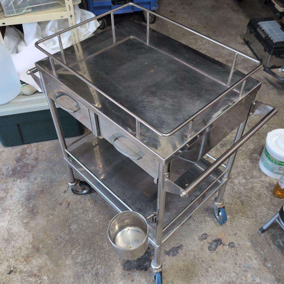 ステンレス製 医療用引出し付カート メディカルワゴン 回診車 キャスター付作業台