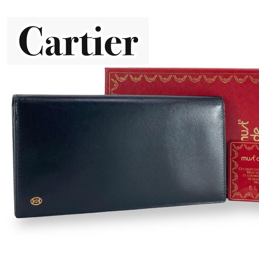 【未使用級】Cartier 二つ折り長財布　パシャライン　レザー　ブラック　箱付