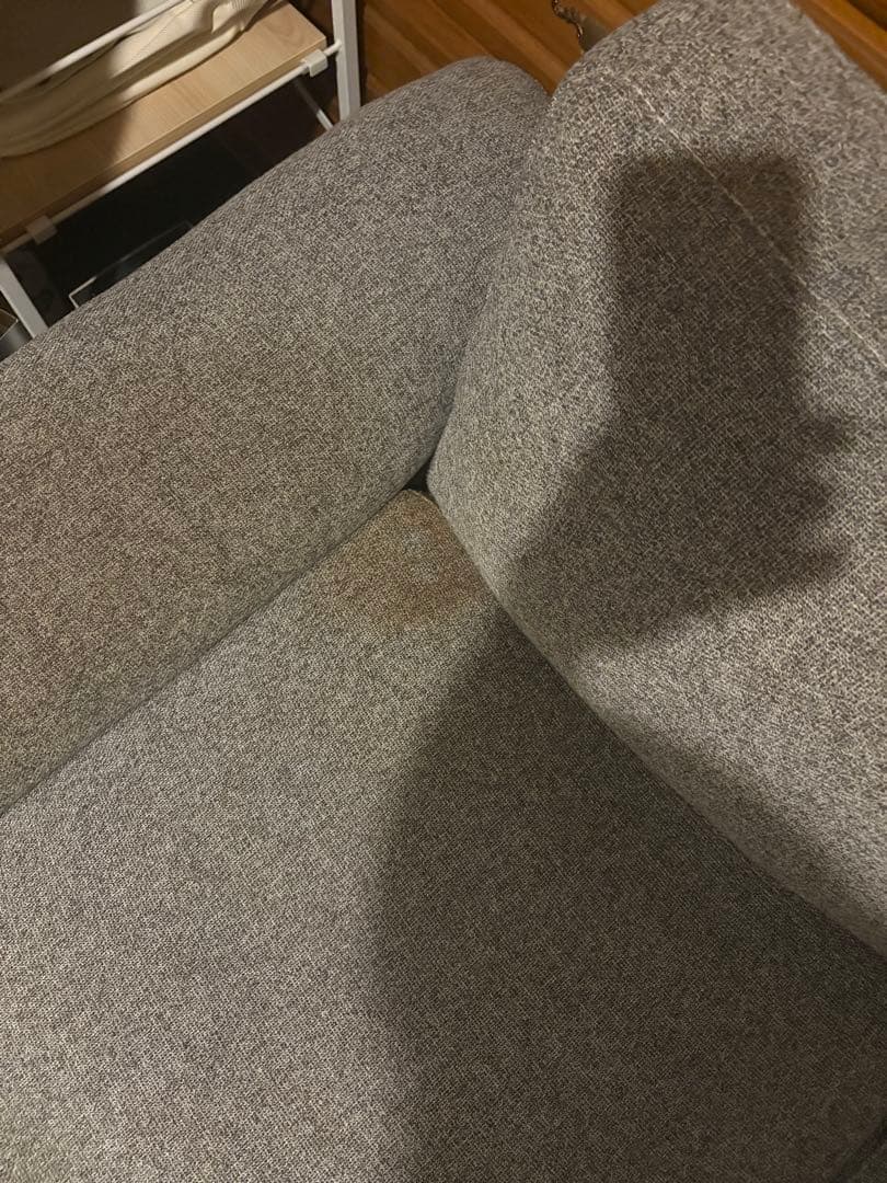 グレー L字型ソファ 3クッション付き　家具　ソファー　ベット