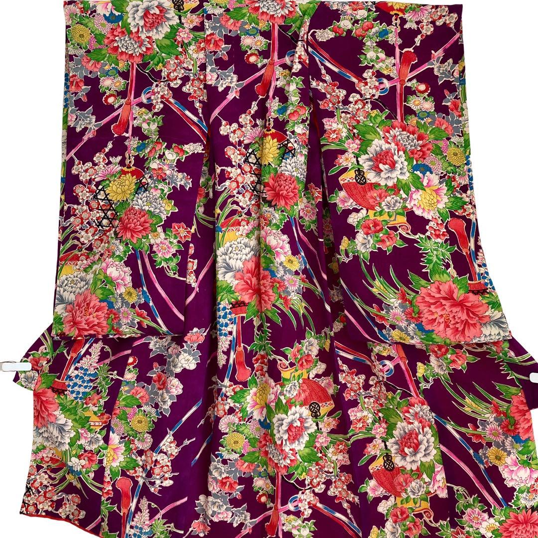 七五三　アンティーク 花づくし 女の子 子供着物 No760