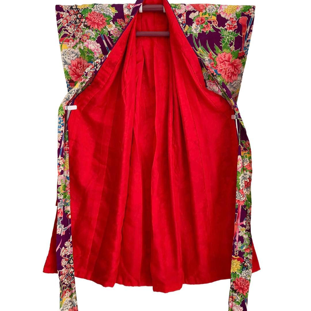 七五三　アンティーク 花づくし 女の子 子供着物 No760