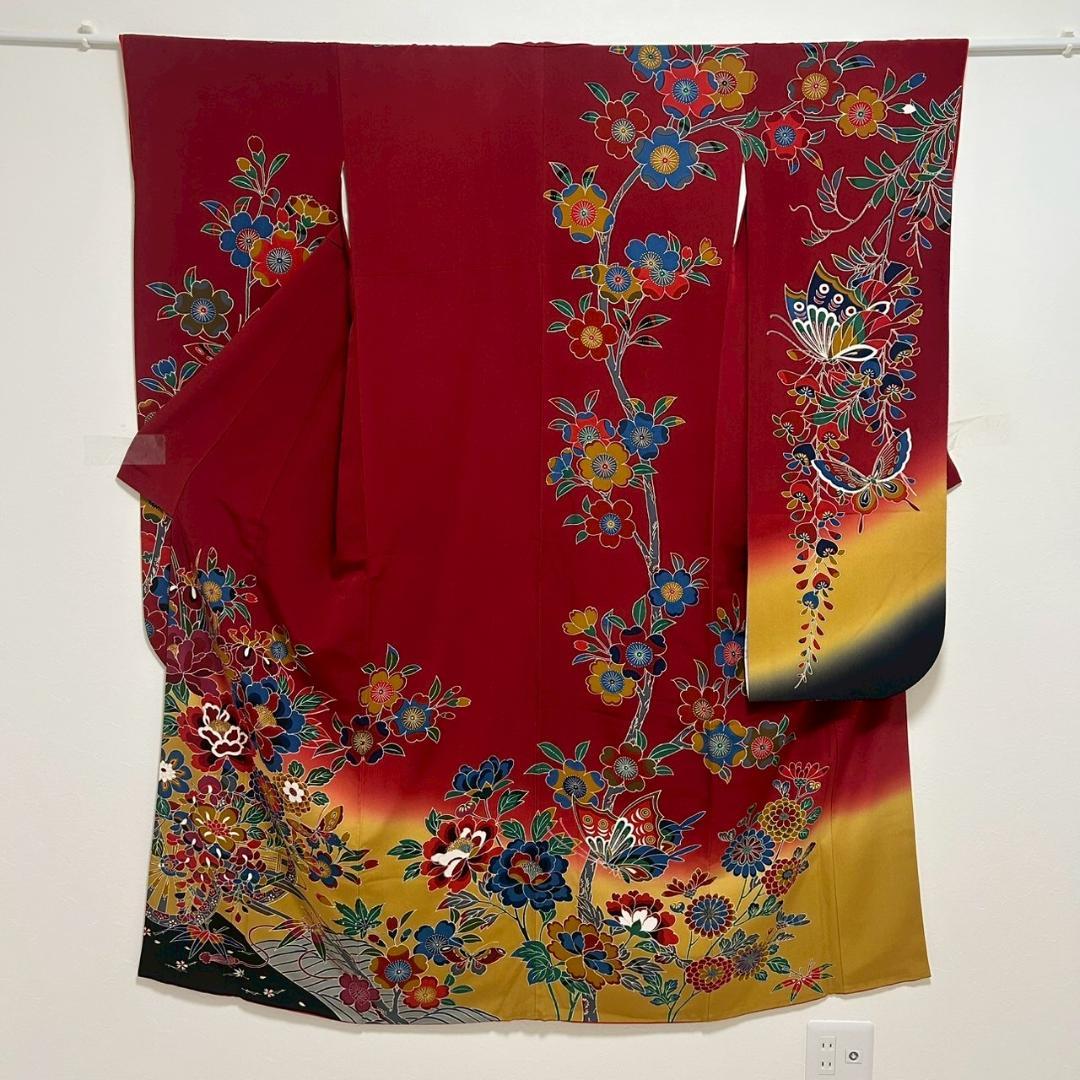 KP1782 振袖 身丈163cm 正絹 着物 成人式