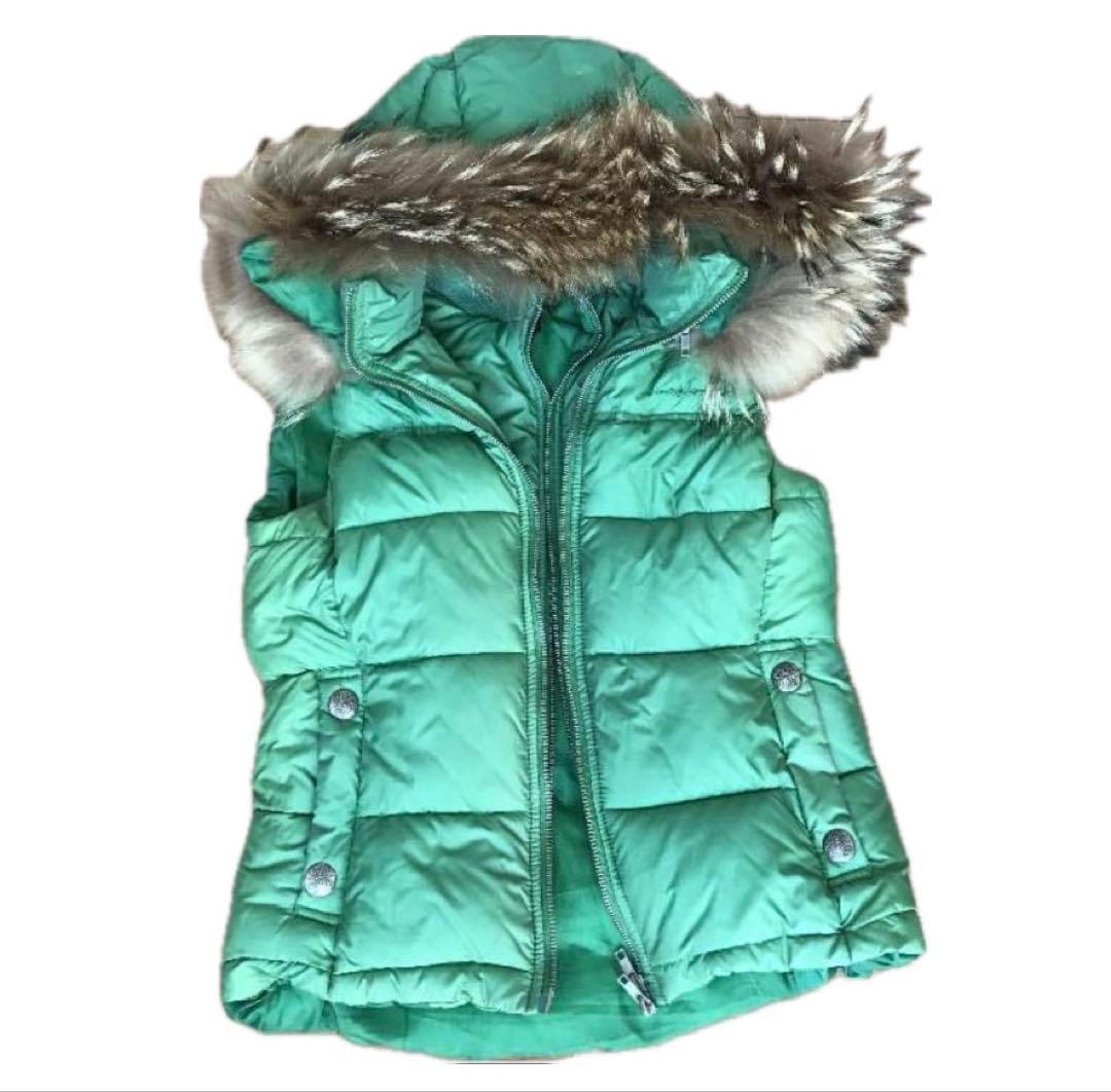 ミントグリーン ファーダウンベスト y2k 平成ギャル