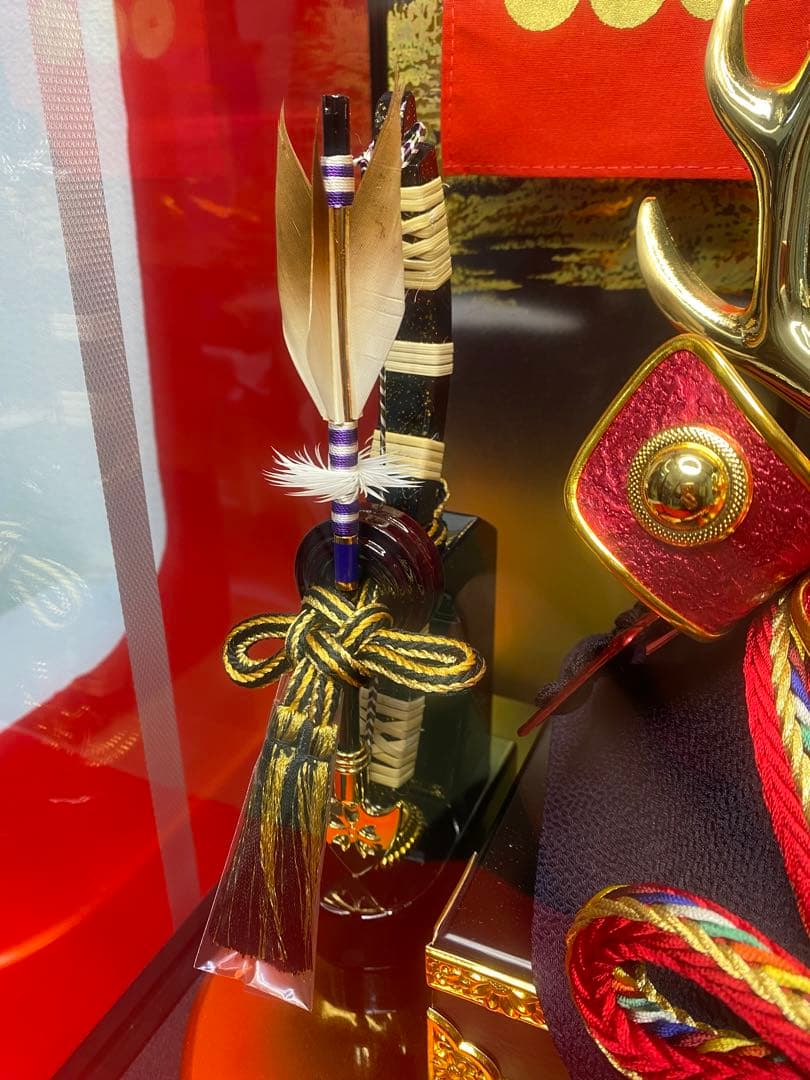 真田幸村公之兜　東京久月　五月人形　家紋付き兜飾り　オルゴール付きガラスケース入