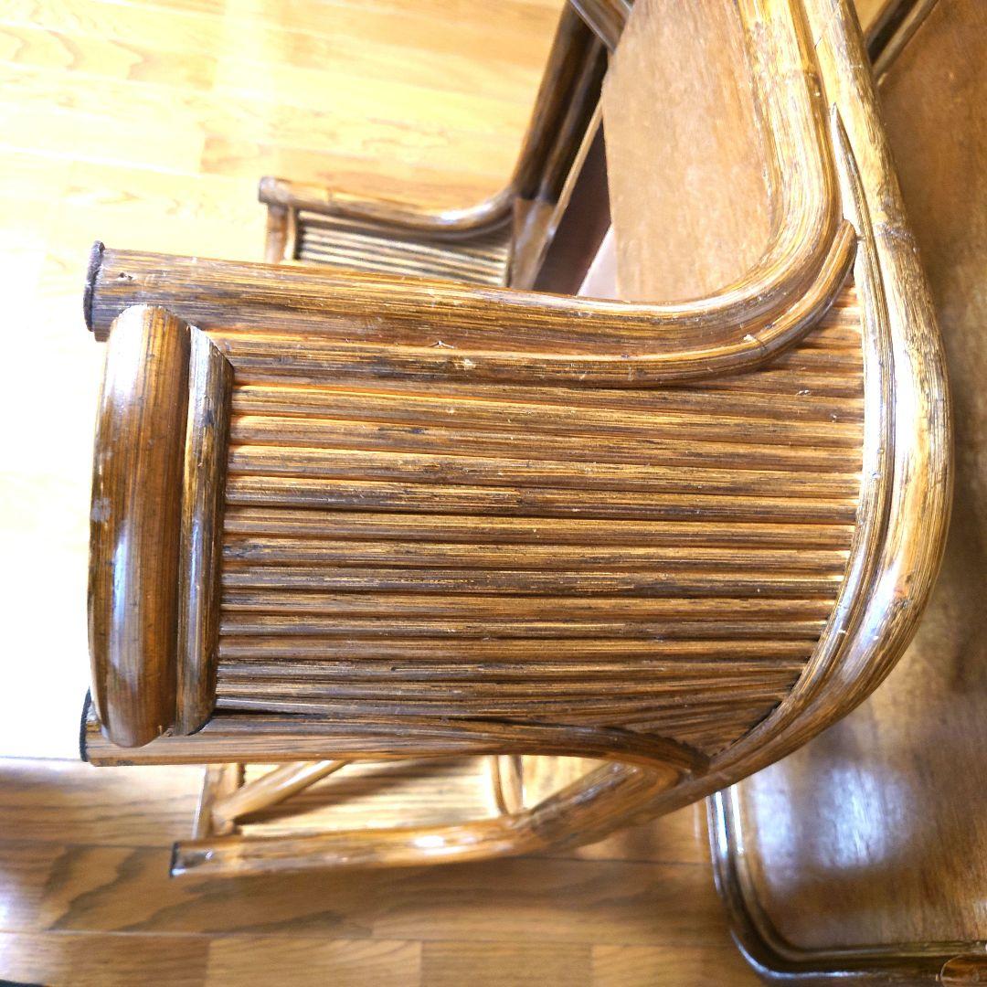 ラタン　籐　座卓　80X80 センターテーブル　ガラス天板　こたつ　ヴィンテージ