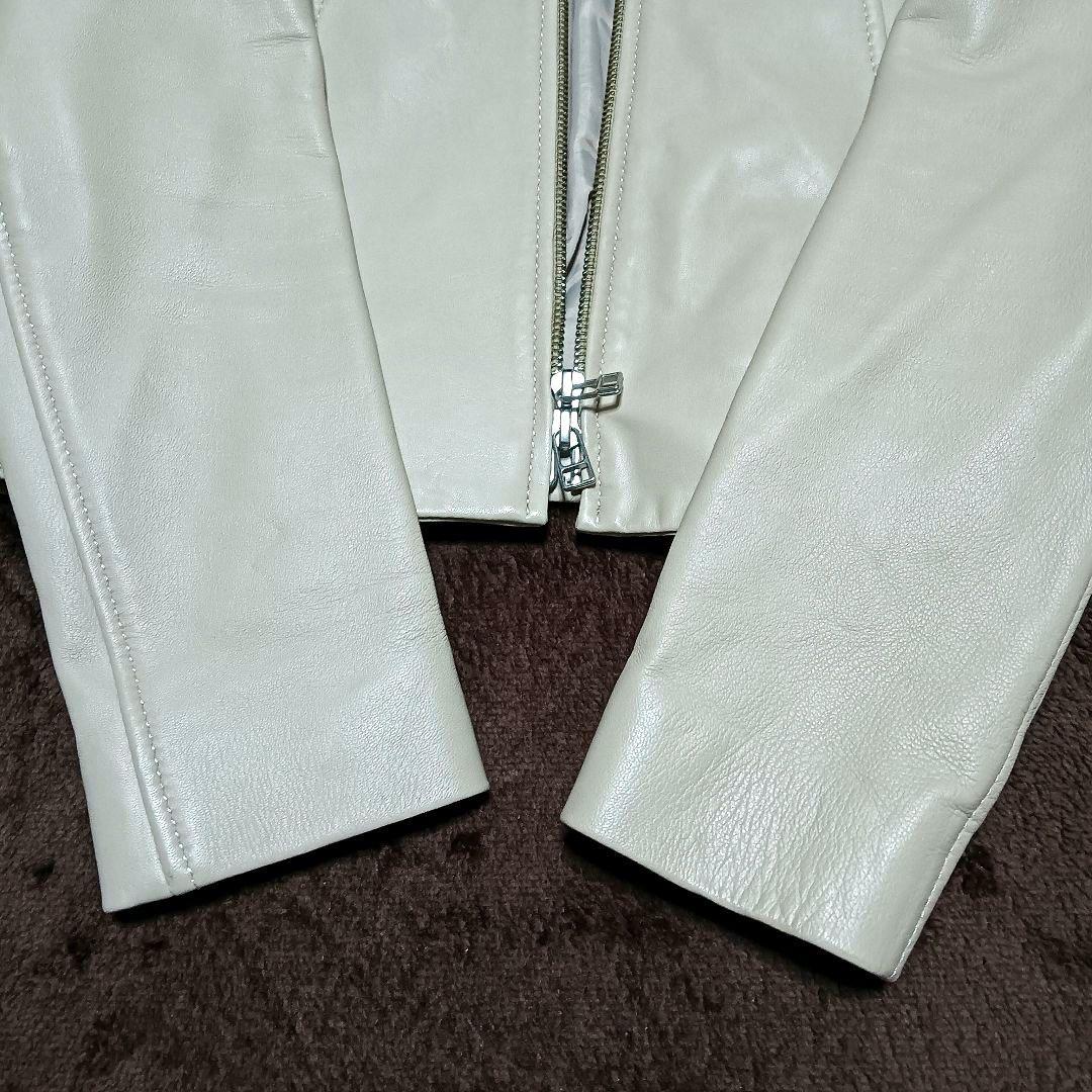 アルアバイル　ノーカラージャケット　美品　ラムレザーブルゾン　M　ライダース