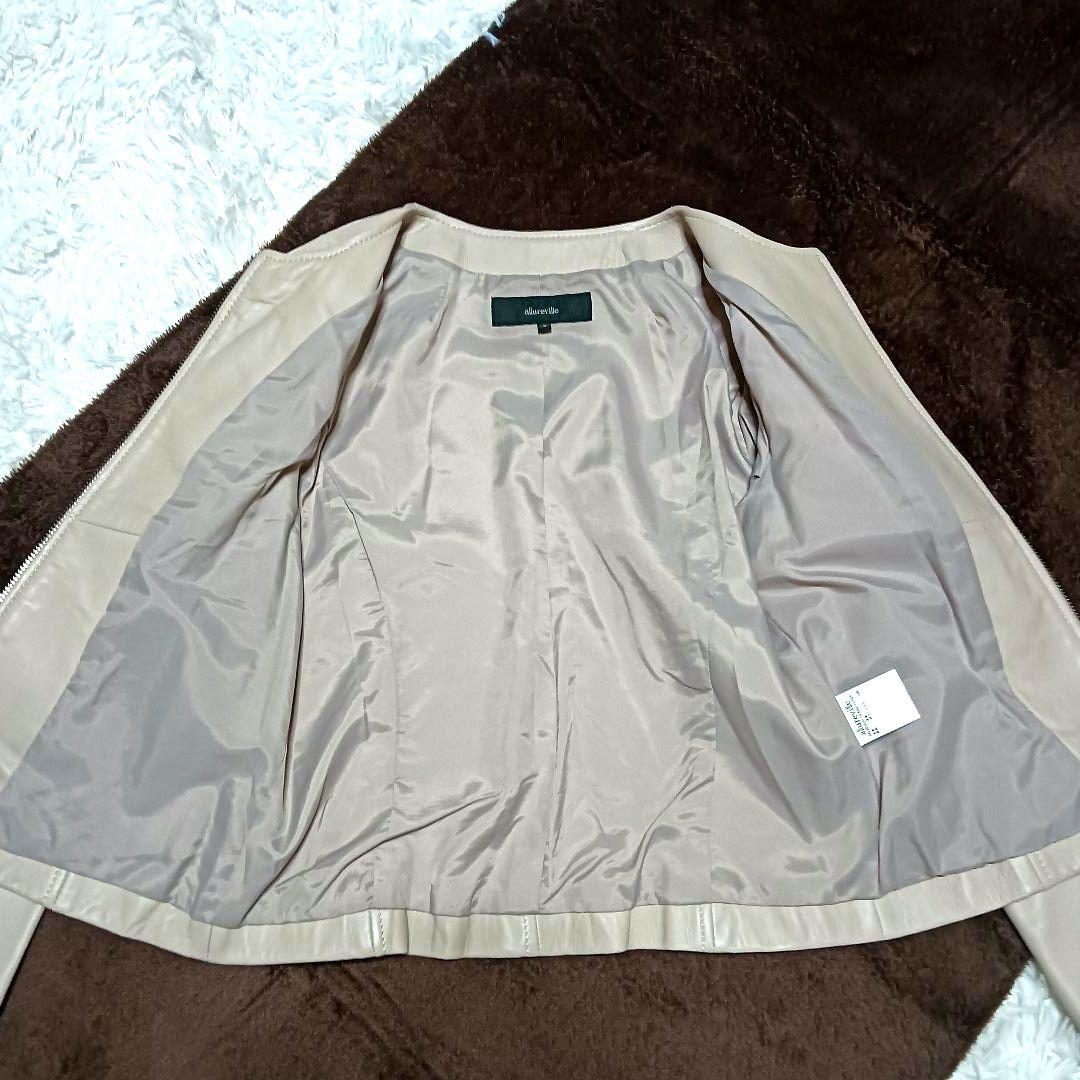 アルアバイル　ノーカラージャケット　美品　ラムレザーブルゾン　M　ライダース