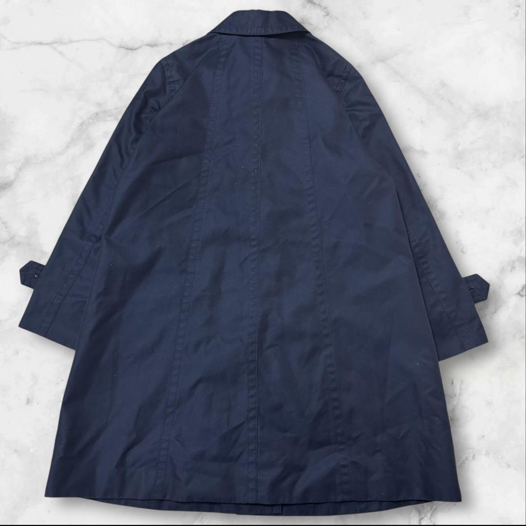 美品 Aquascutum ステンカラーコート ロゴボタン クラブチェック