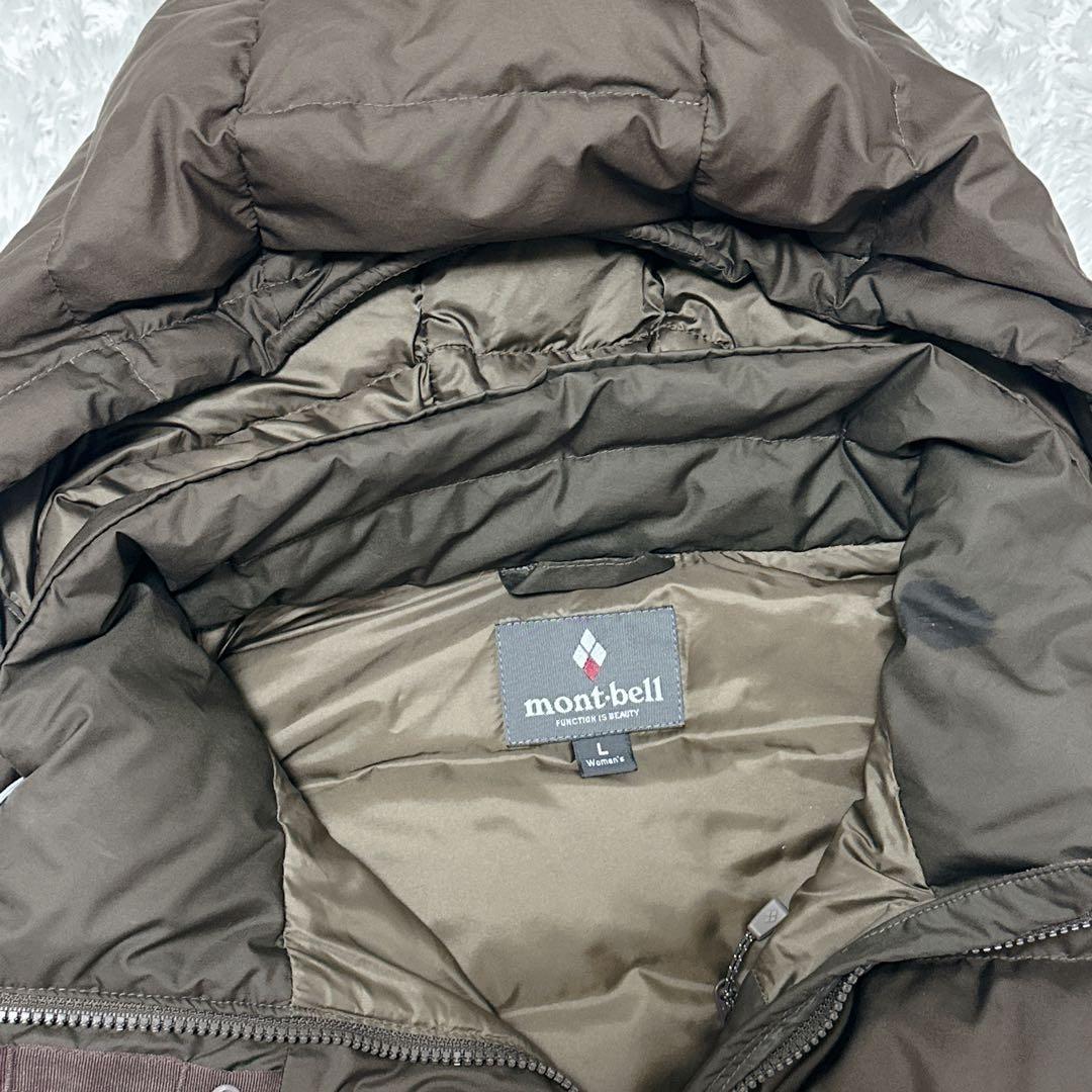 良品 モンベル ロングダウン ex800 ブラウン レディースL 収納袋あり