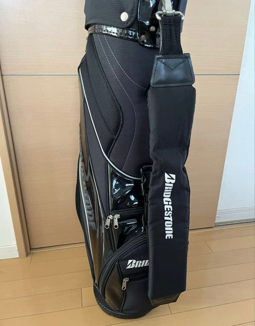 ブリヂストン　ゴルフバッグ　キャディバッグ　ブラックエナメル　送料無料　シンプル