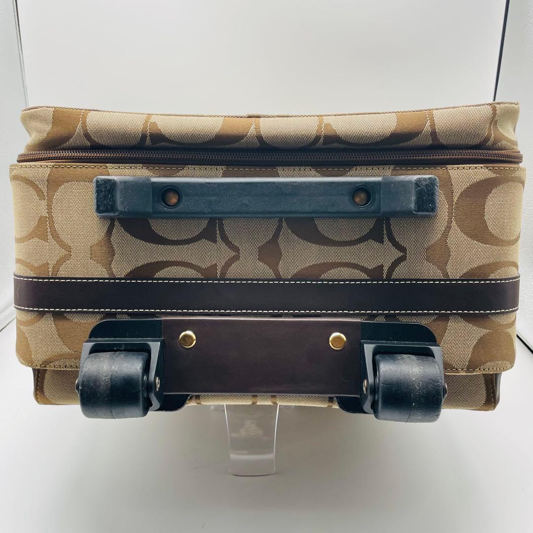 【美品】COACH コーチ　キャリーケース　ブラウン　シグネチャー　レザー