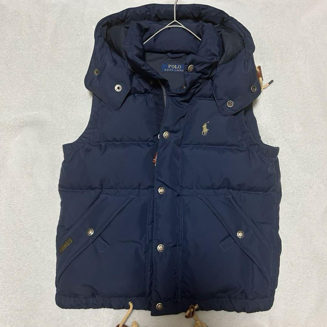 ポロラルフローレン　ダウンベスト　ポニー刺繍　定番　人気商品　ネイビー　2WAY