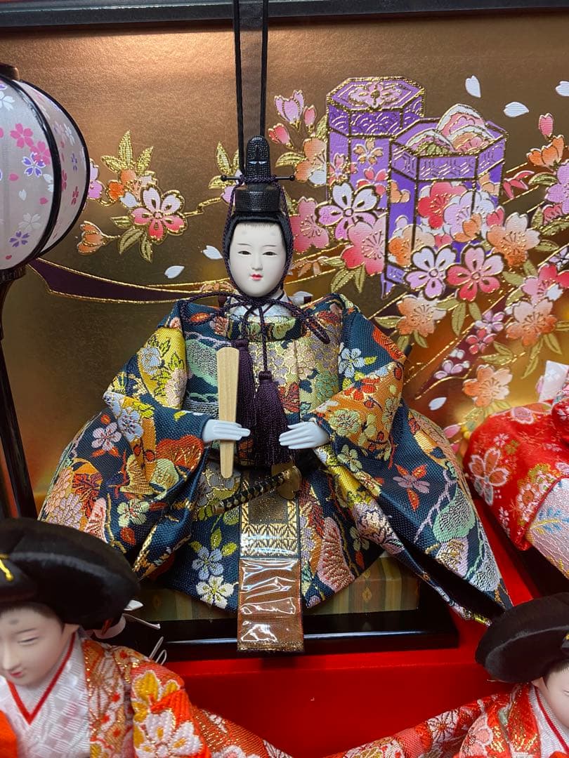 東京久月　雛人形親王五人飾りガラスケース入・間口約５４×奥行約３３×高さ約４３㎝