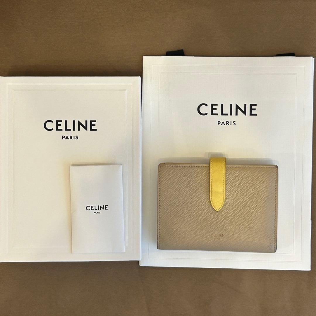 CELINE 二つ折り財布 ベージュ/イエロー