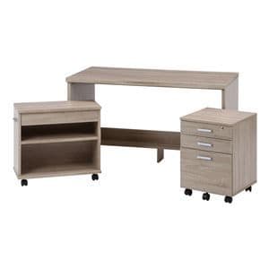 パソコンデスク 3点セット 幅120cm ホワイトオーク デスクチェストラック