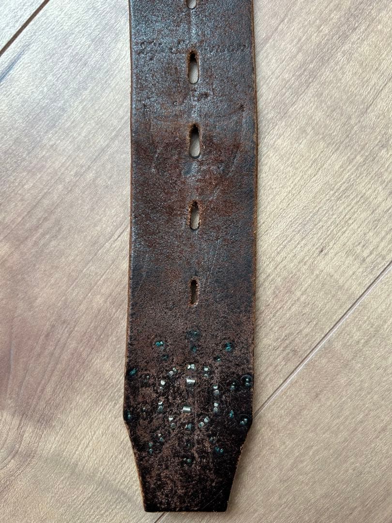 HTC スタッズ ストーン レザー ベルト 36 ダークブラウン 正規品