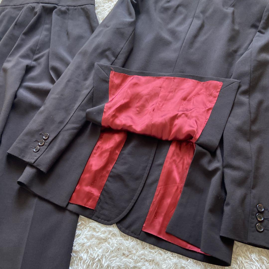 極美品　大きいサイズ42 ドルチェ&ガッバーナ　パンツスーツ　ストレッチ　茶色