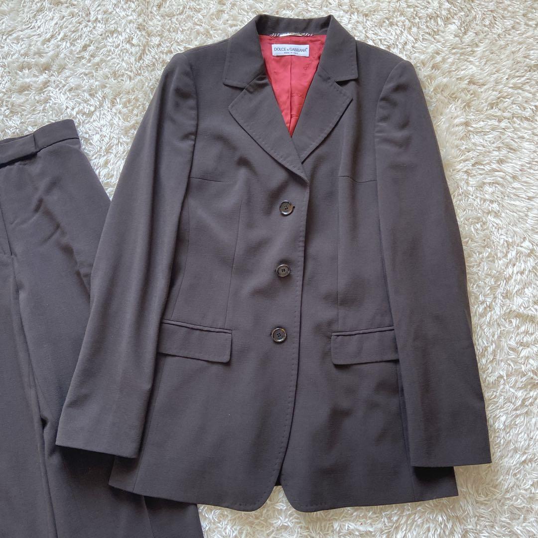 極美品　大きいサイズ42 ドルチェ&ガッバーナ　パンツスーツ　ストレッチ　茶色