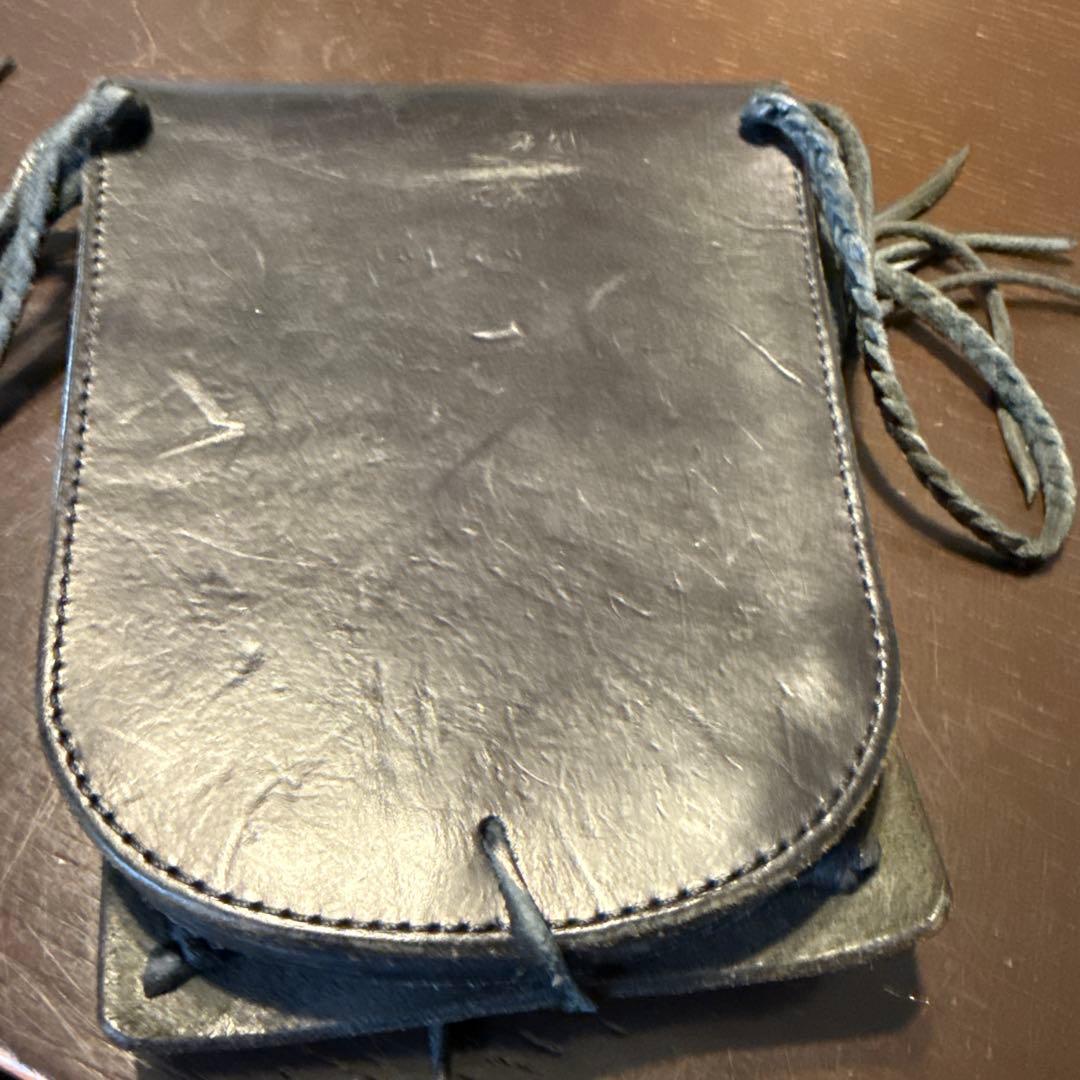 ファーストアローズ メディスンバッグ レザー ブラック フリンジ コンチョ