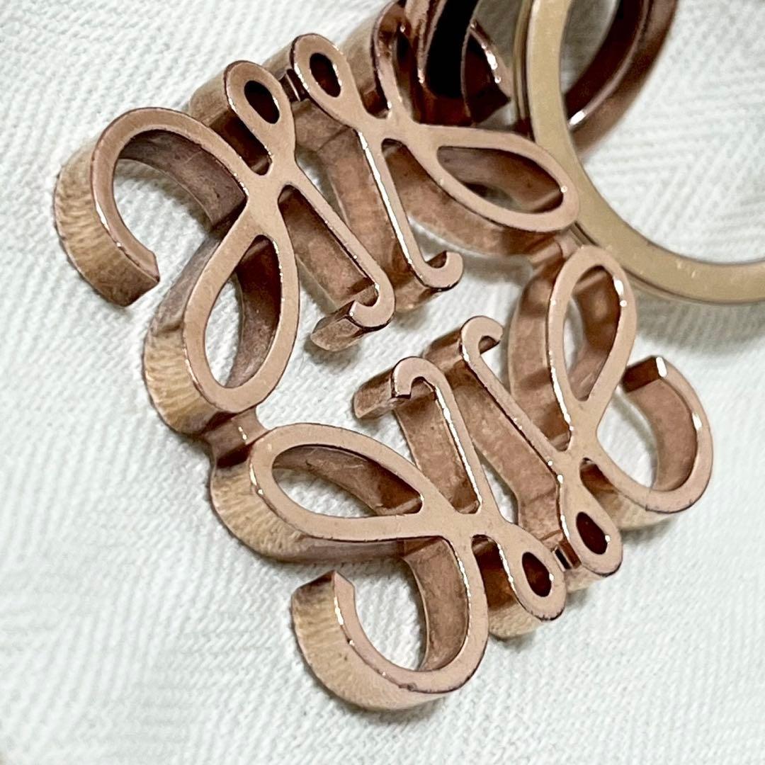 極美品　ロエベ　アナグラム　キーホルダー　ロゴ　キーリング　ピンクゴールド