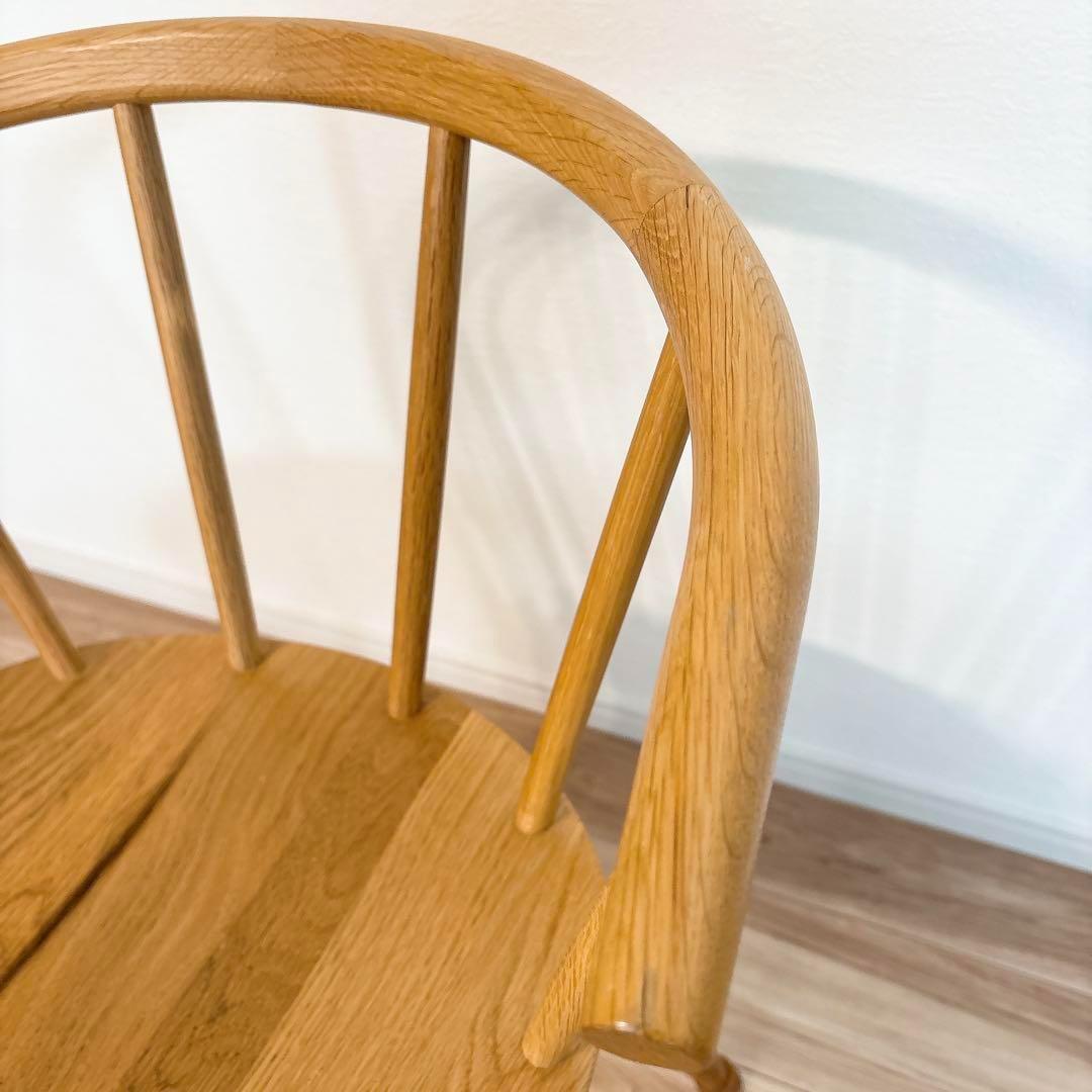 【J-】 無印良品 オーク材 アームチェア 丸脚 天然木 木製 椅子