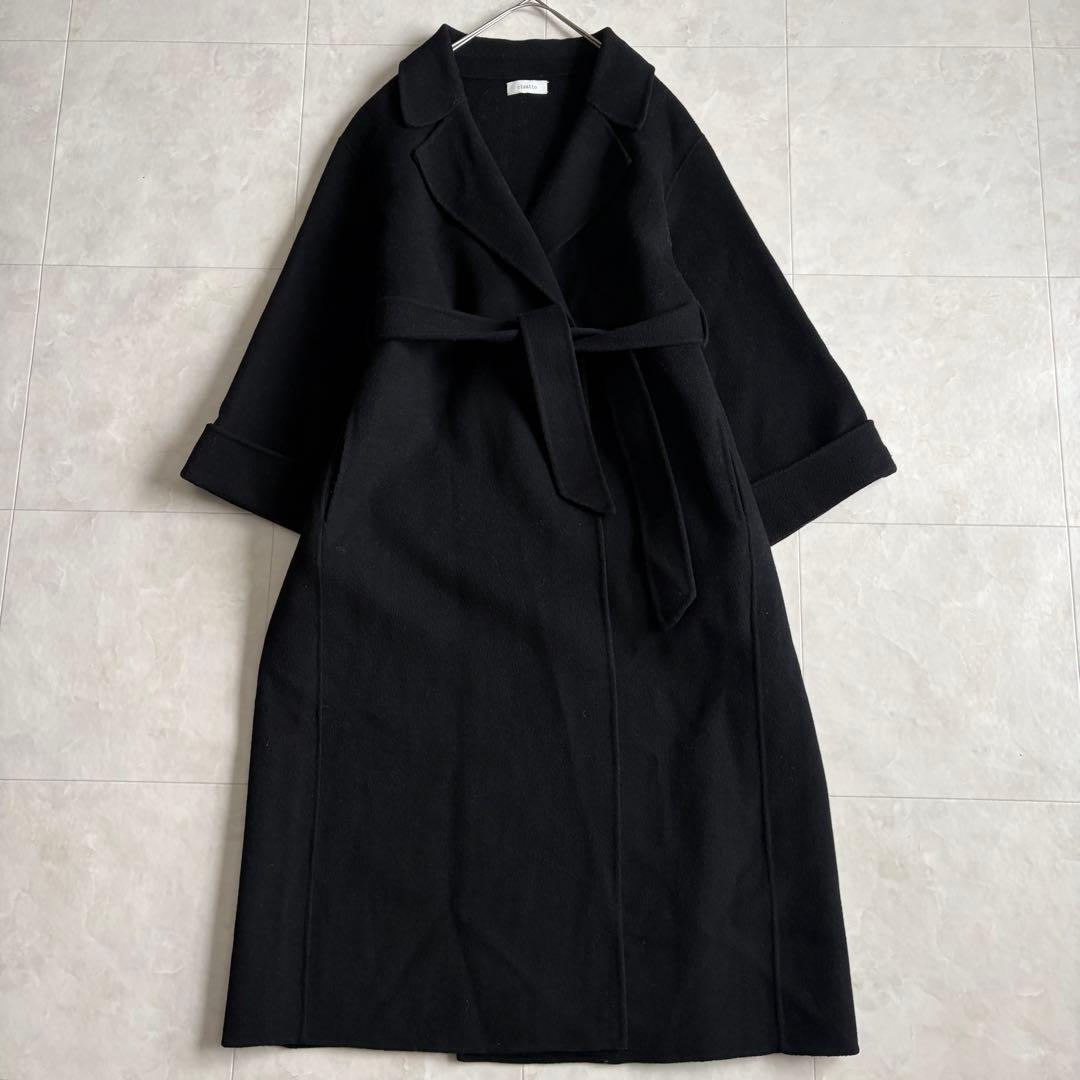 cizatto Wool Gown Coat 黒 フリー ベルト付 ロングコート