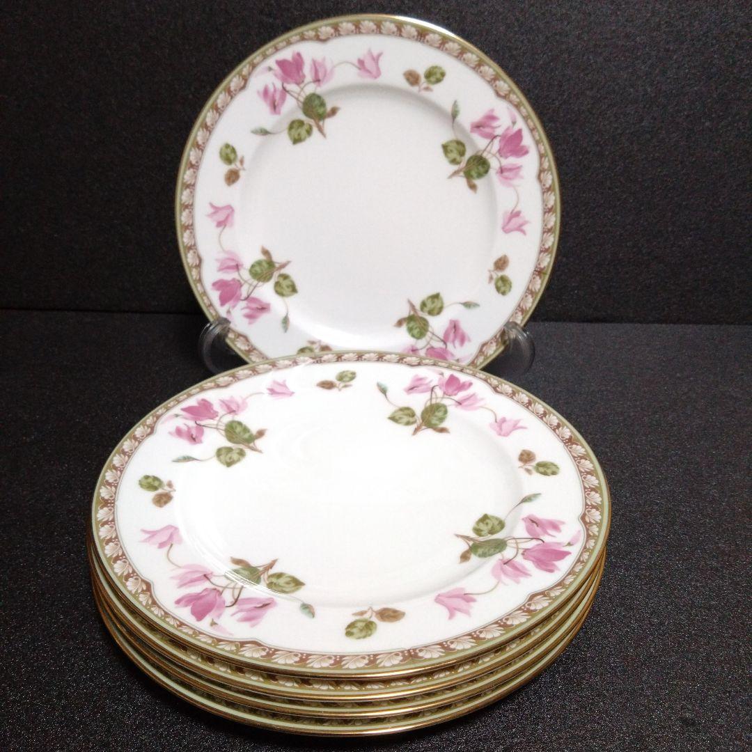 ノリタケ21cmプレート5枚 シクラメンタッチ レストラン