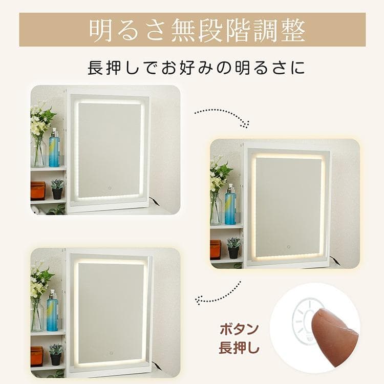 ドレッサー & チェアセット LEDライト付きドレッサー 化粧台 1人暮らし