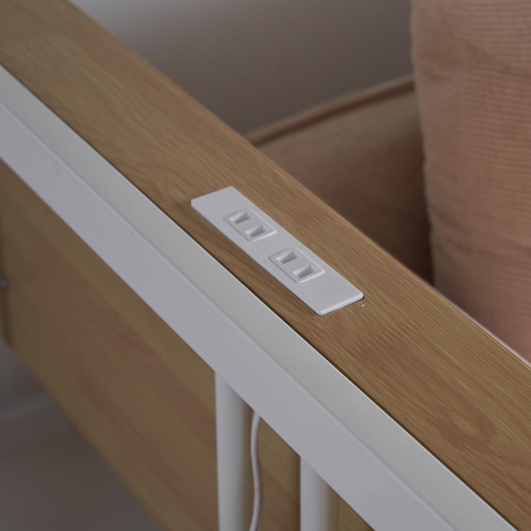 システムベット ロフトベッド シングル デスク付きコンセント付き収納付きホワイト