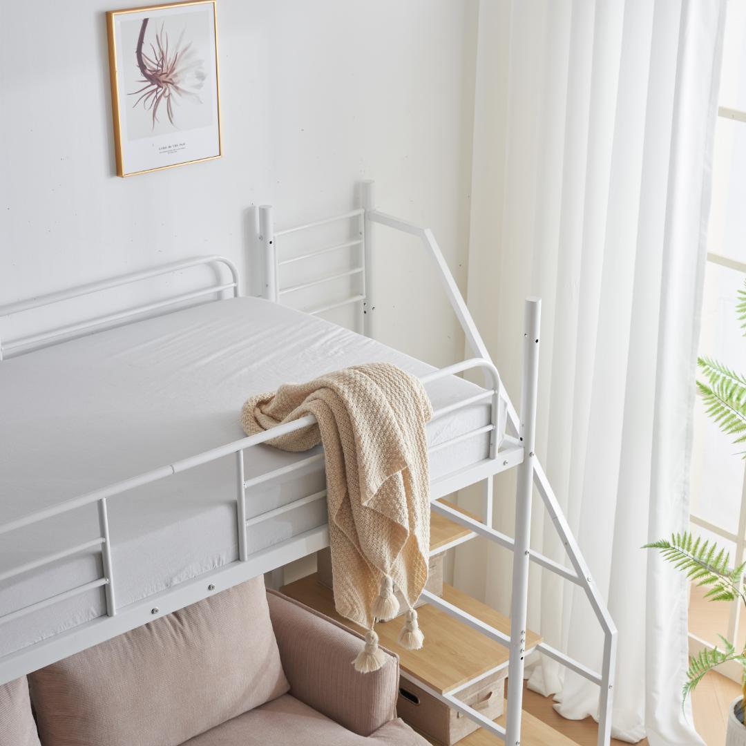 システムベット ロフトベッド シングル デスク付きコンセント付き収納付きホワイト