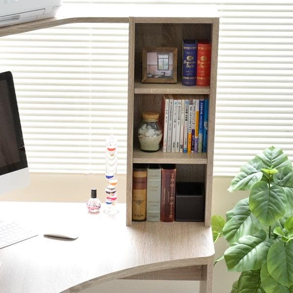 《新品・送料無料》パソコンデスク コーナー 書棚付き オーク L字型 机 オーク