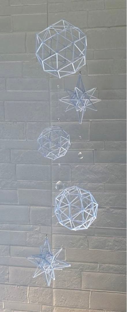 大型ヒンメリ✳︎アイスブルー✳︎バブルズ＆シャインスター✳︎ダブルサンキャッチャー