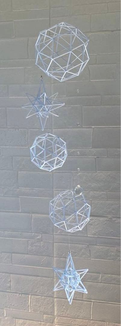 大型ヒンメリ✳︎アイスブルー✳︎バブルズ＆シャインスター✳︎ダブルサンキャッチャー